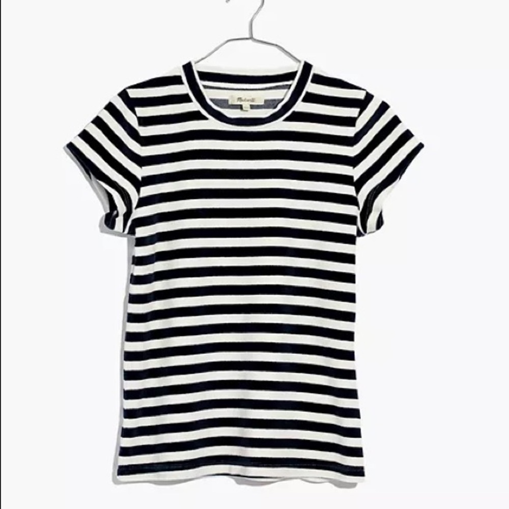 Madewell Velour Crewneck Tee in Meg Stripe